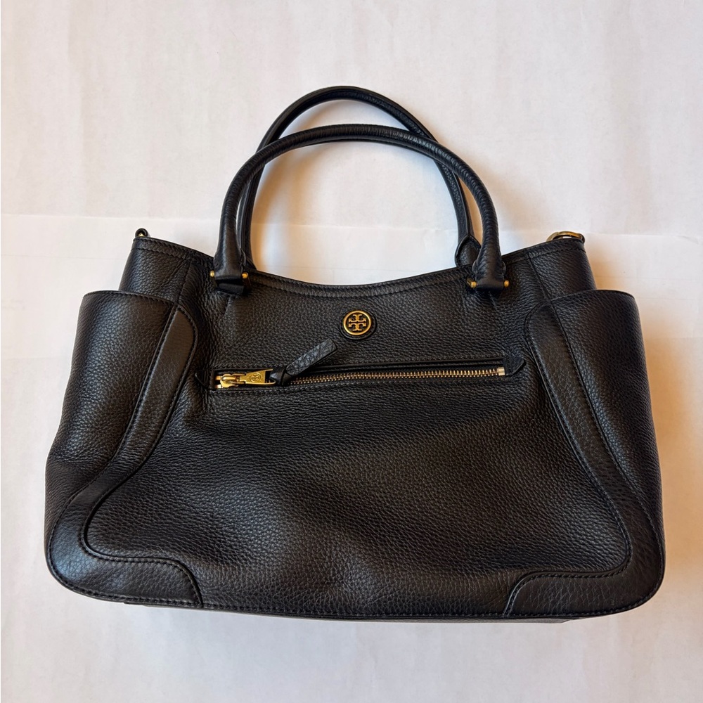 Tory Burch Black Pebbled Leather Tote